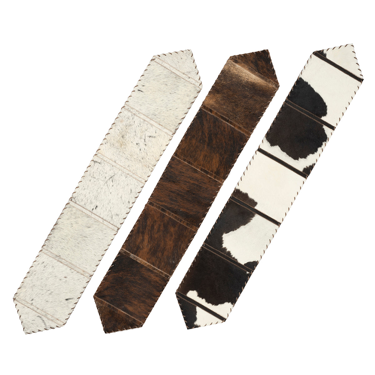 Cowhide Table Runner with Embossed Leather without Fringe (66x12)