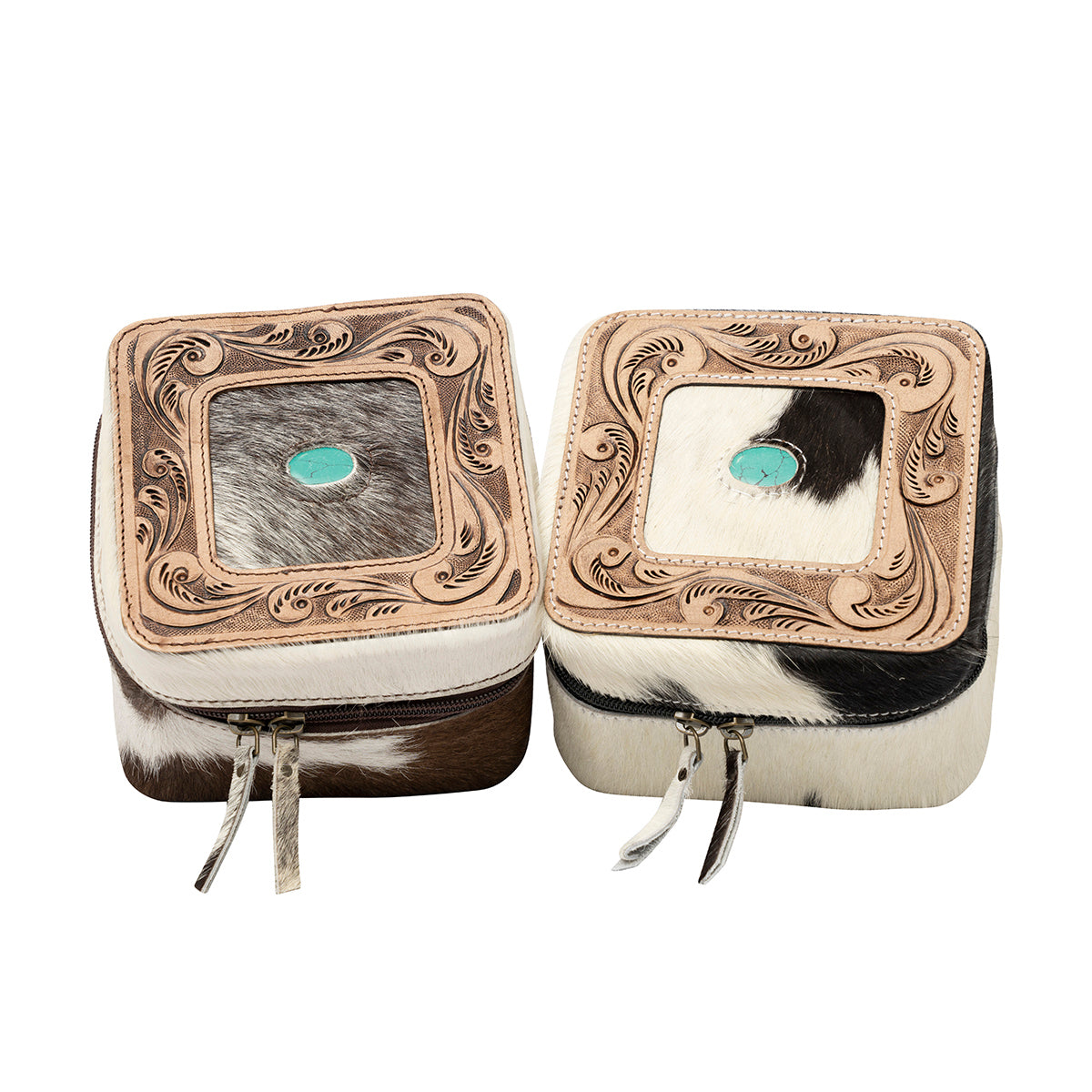 Cowhide with Embossed Leather Jewelry Box