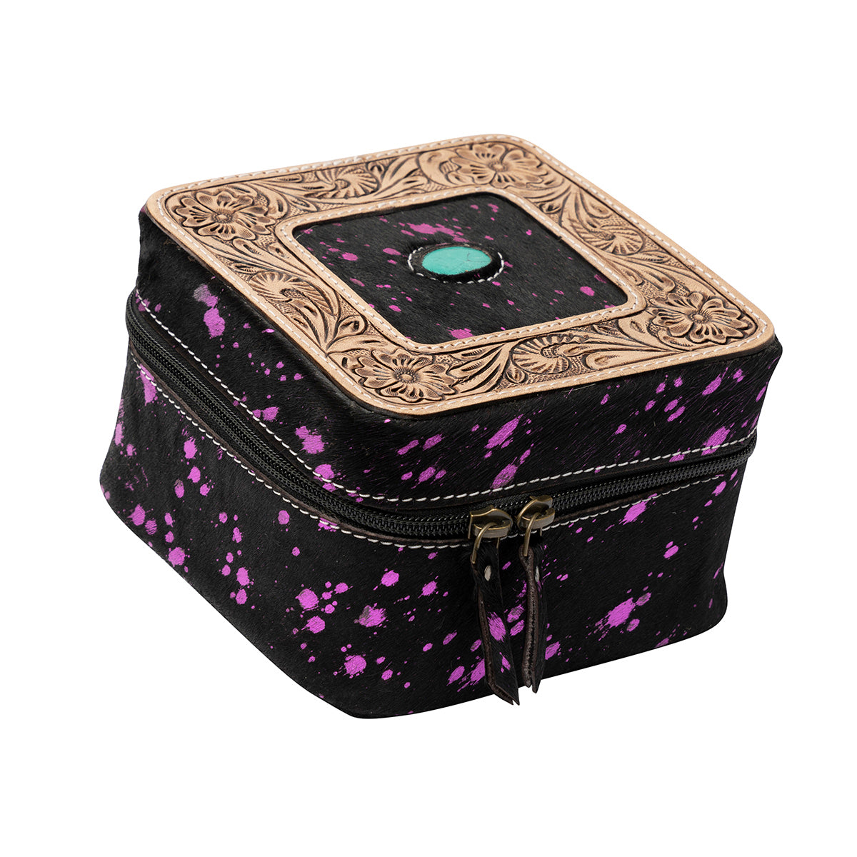 Cowhide with Embossed Leather Jewelry Box