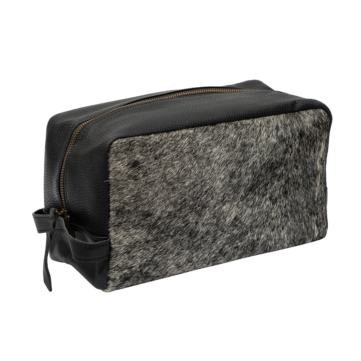 Cow Hide Toiletry Bag Black & White