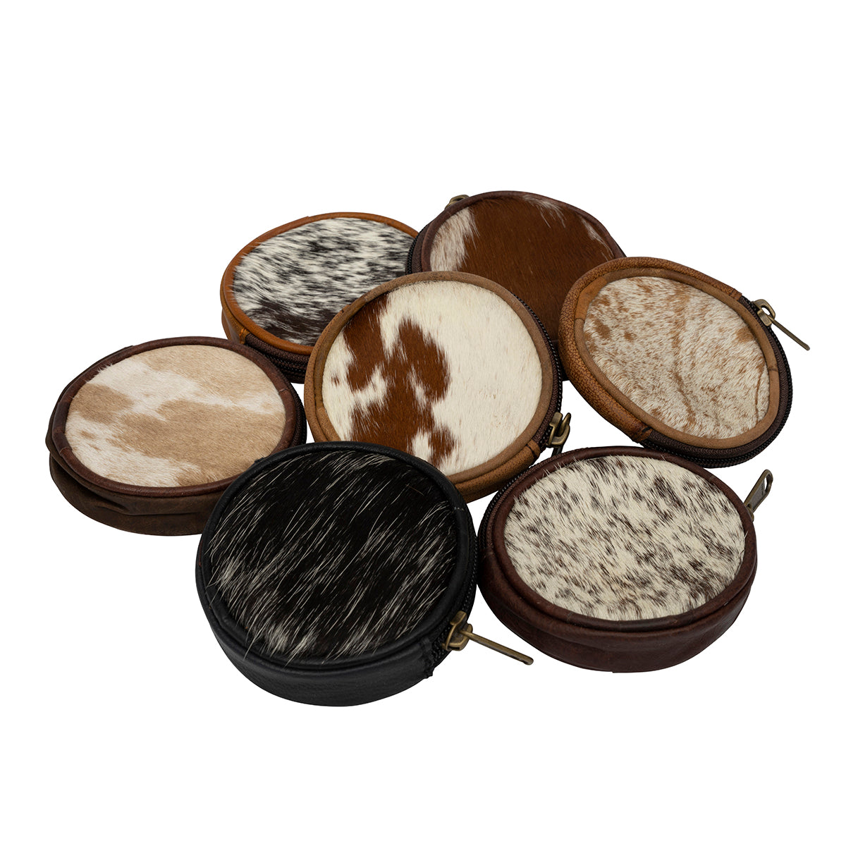Round Cowhide Coinpurse