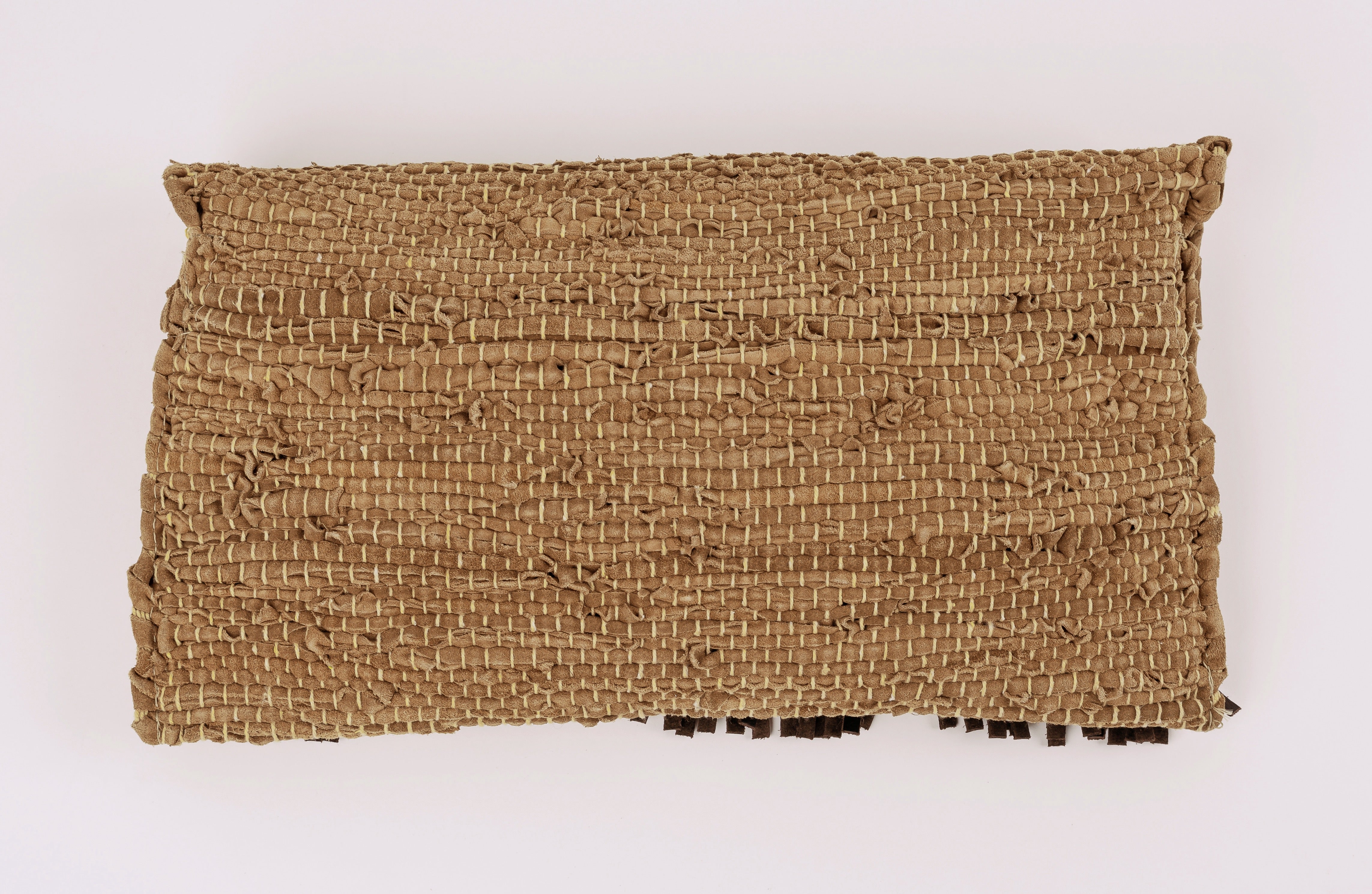 Cross body Woven tan leather with patina concho