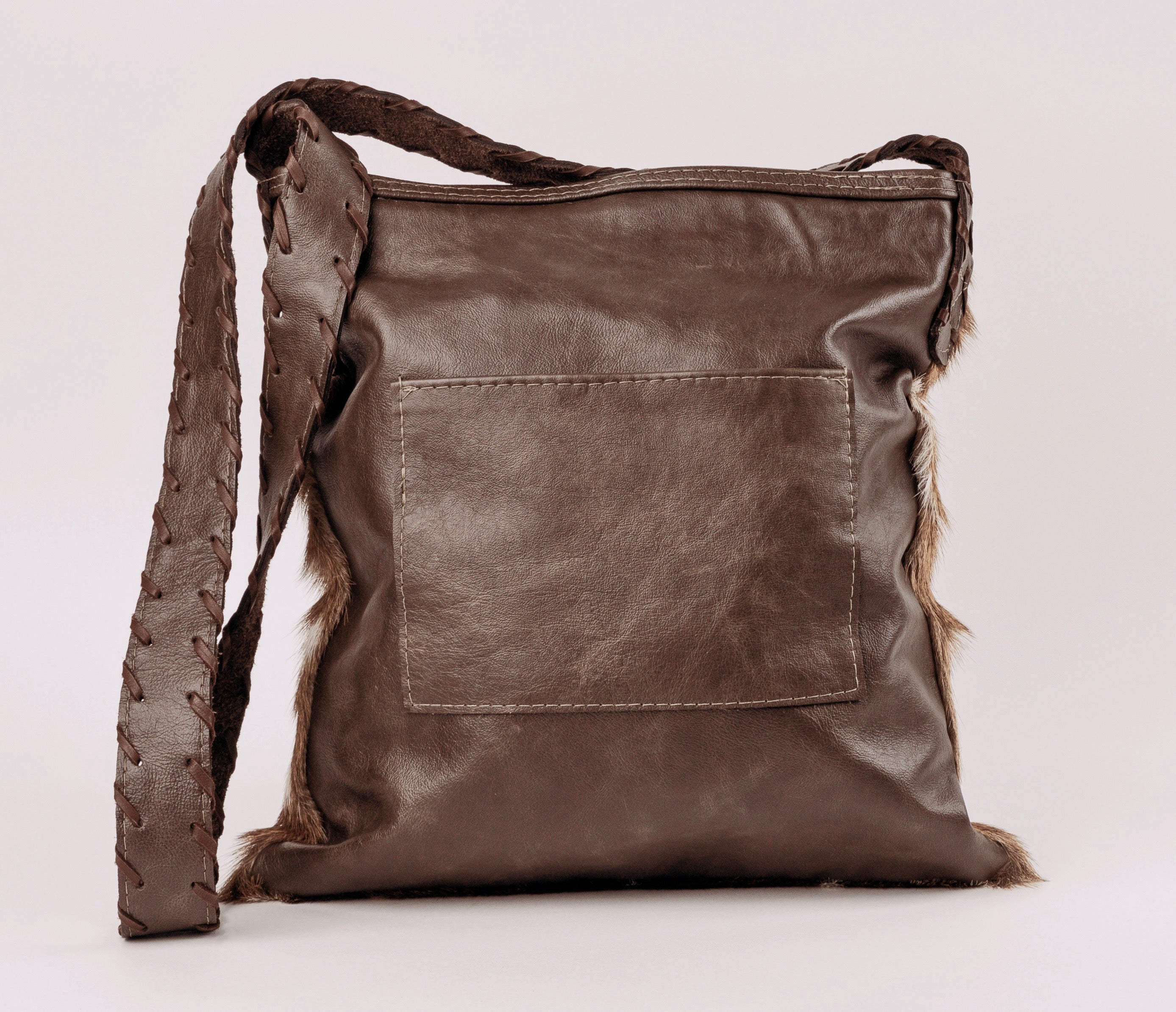 Axis fur front and soft brown leather back