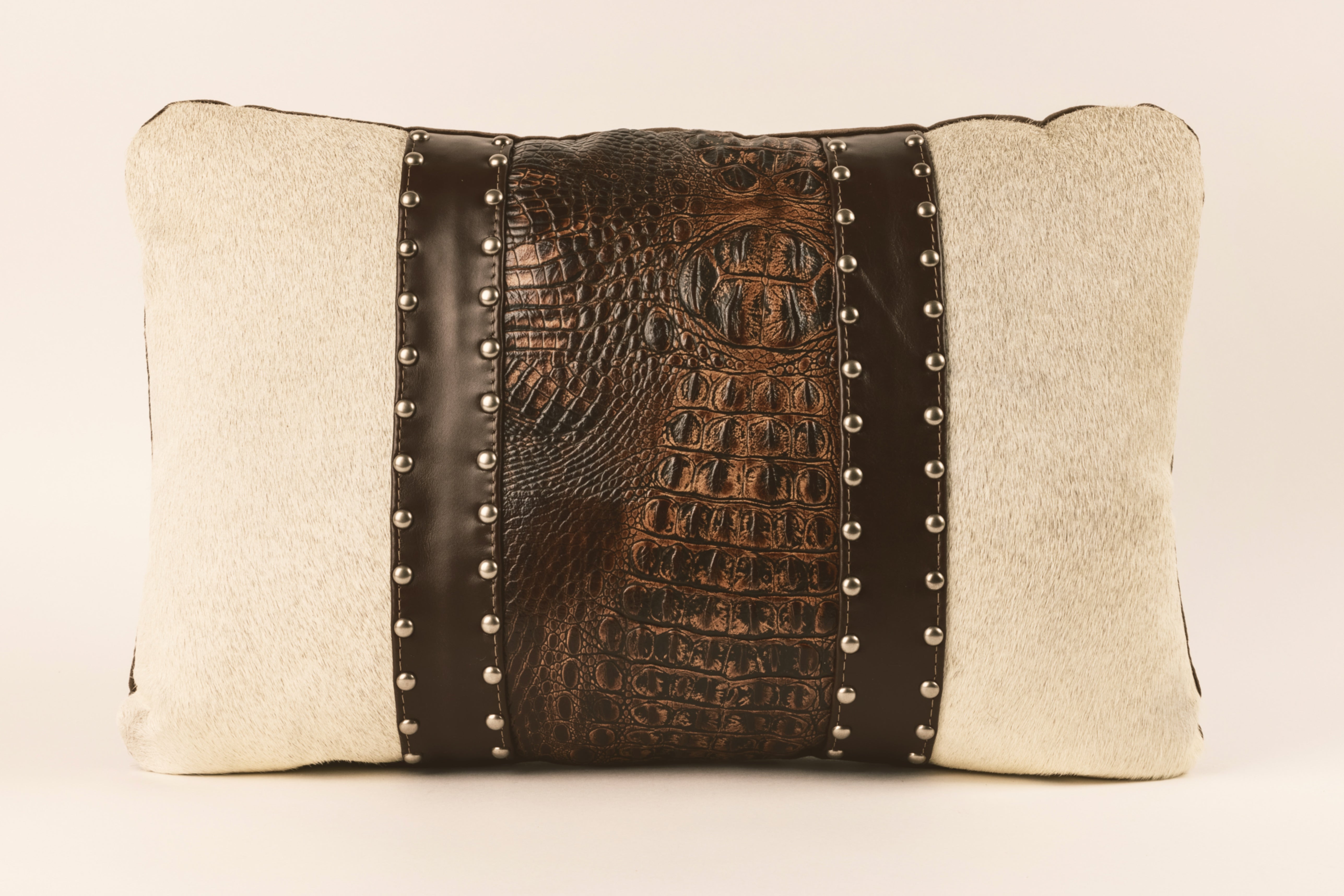 Brown alligator design middle, gray hair on cow sides