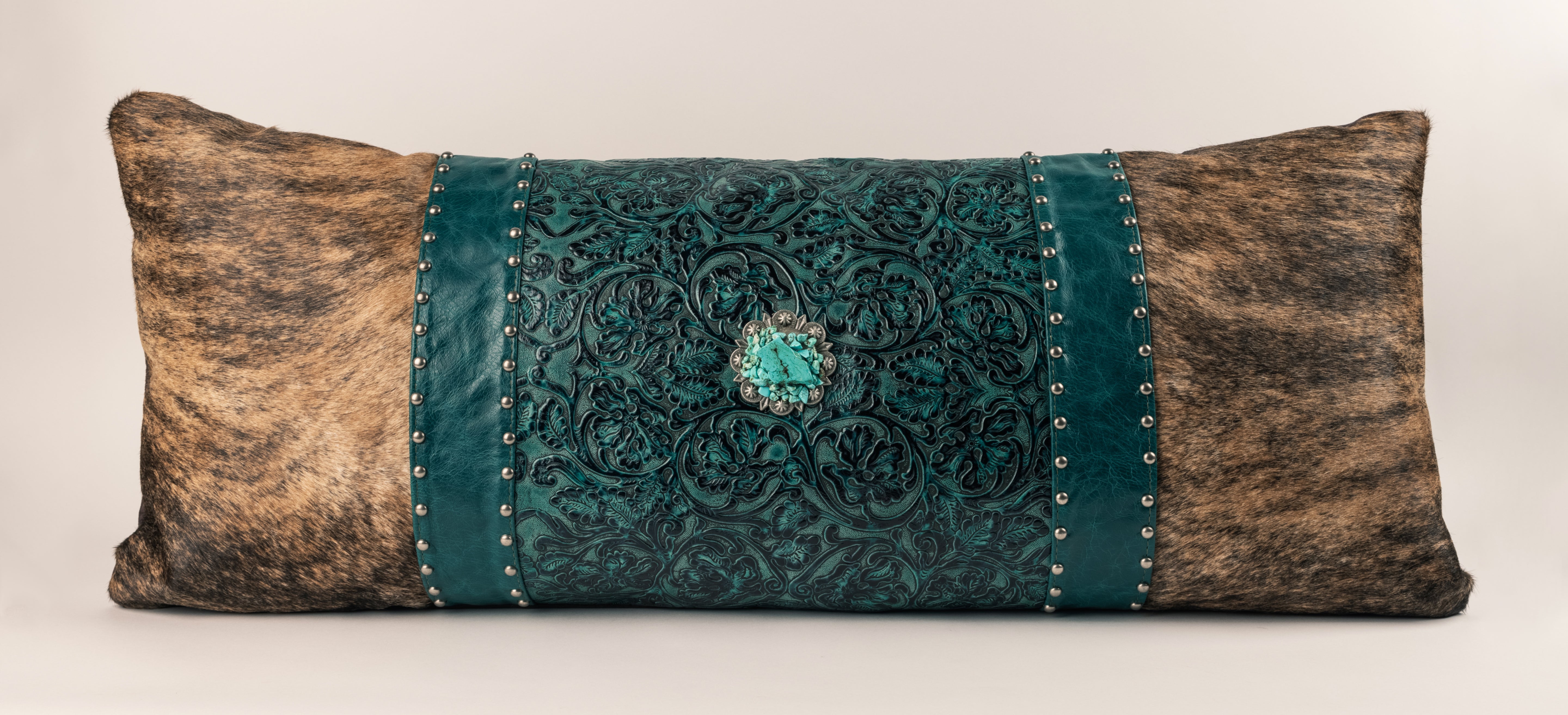 Body Pillow: Antique Turquoise color emboss with brindle sides