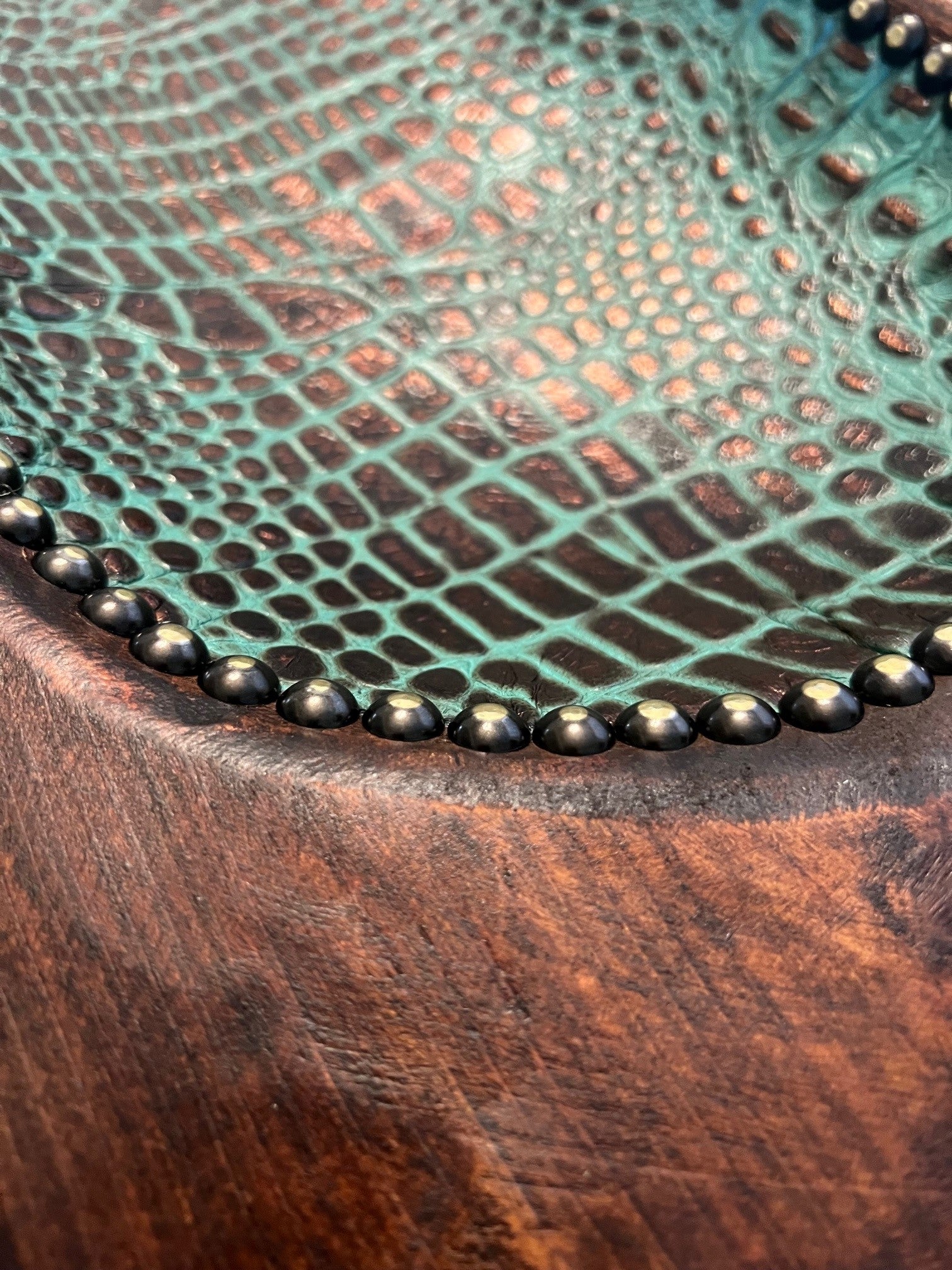 Turquoise Leather Inlay
