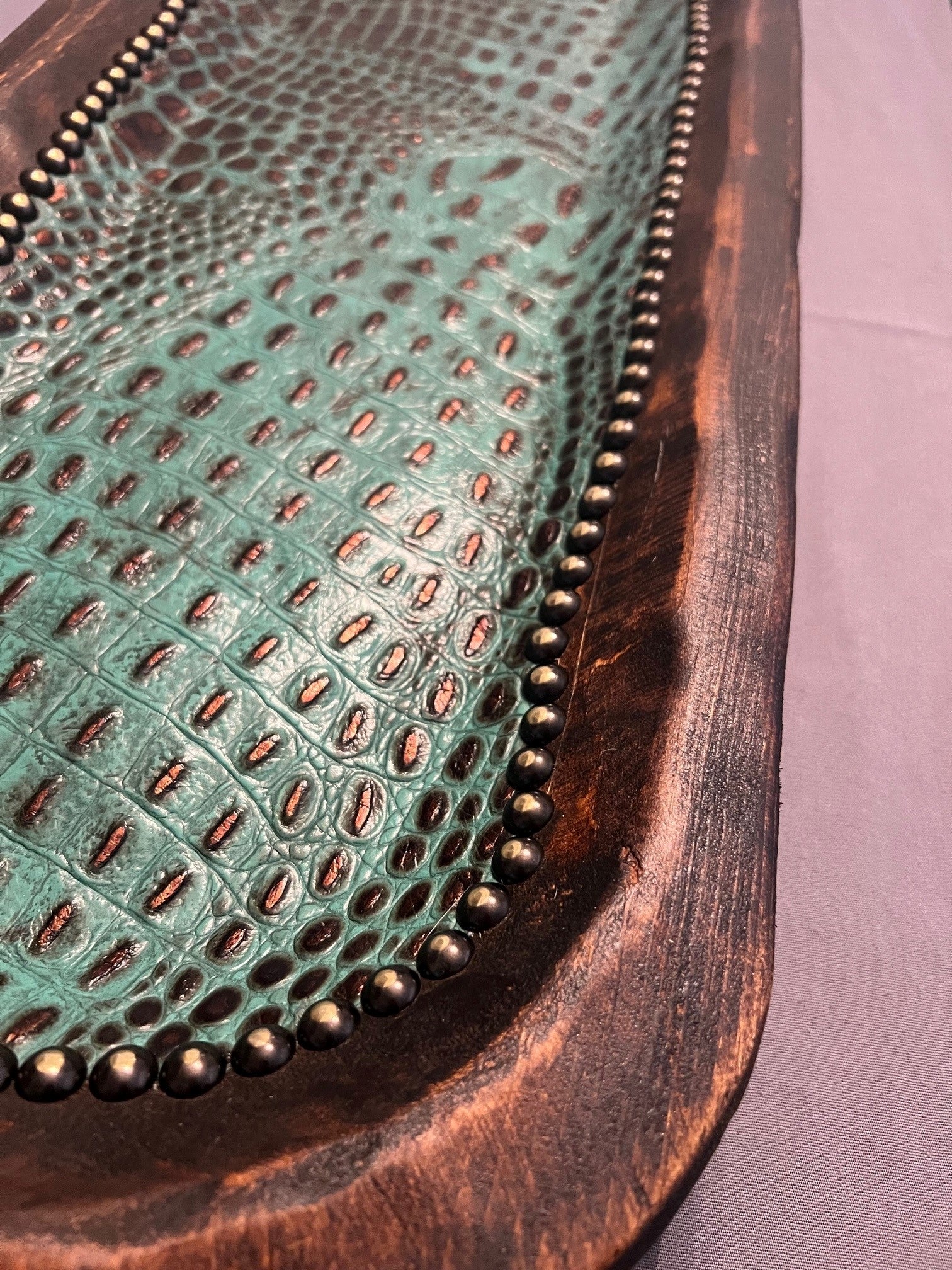 Large Turquoise Leather Bowl