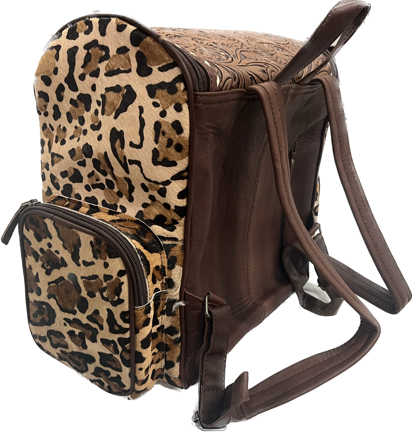 Tooled Leopard print Backpack