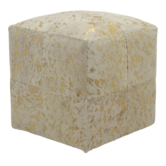 Acid Wash Cowhide Poufs