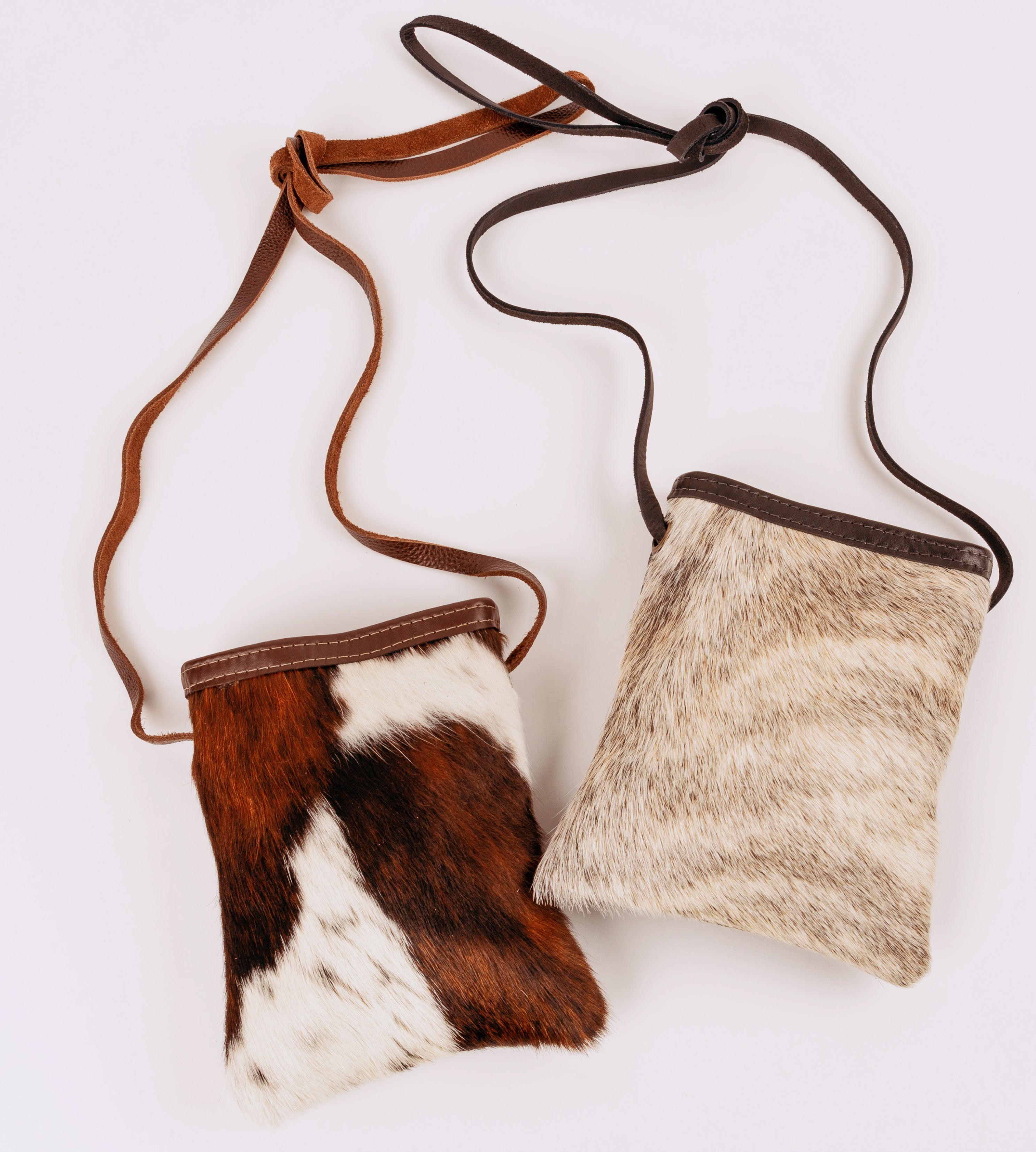 Cross body gray brindle front and leather back
