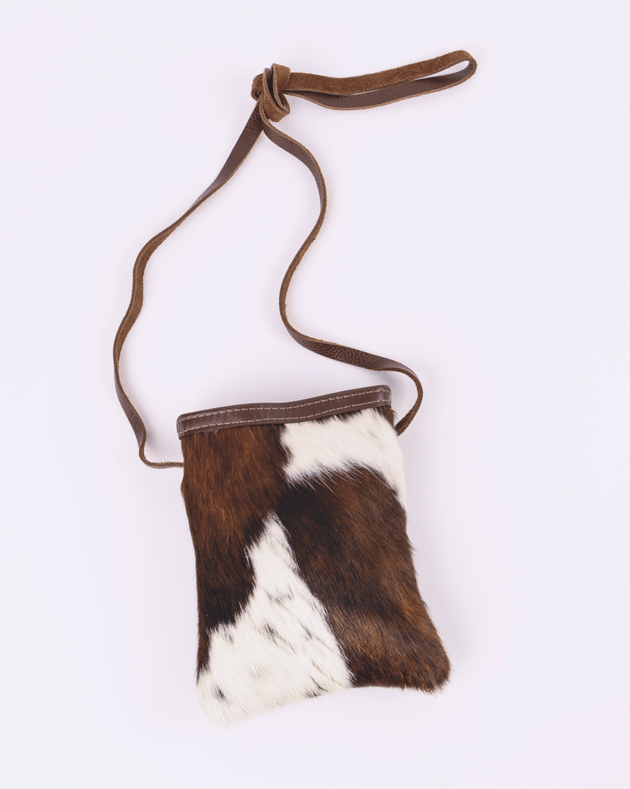 Cross body clutch Tri color hair on cow