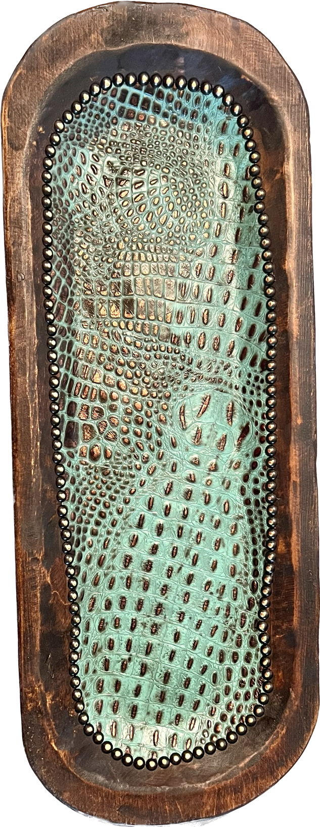 Large Turquoise Leather Bowl