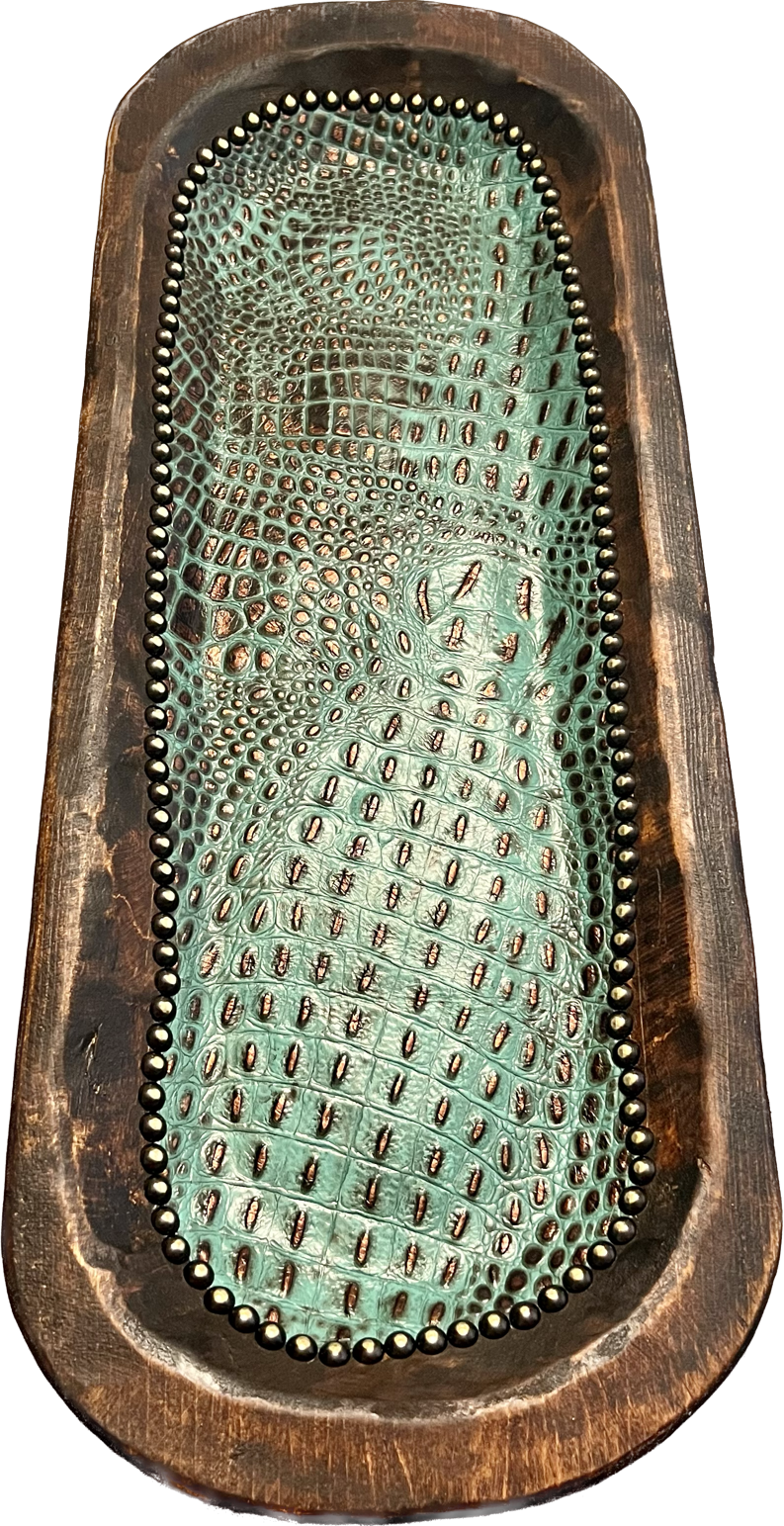Large Turquoise Leather Bowl